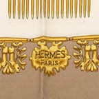 Hermes Carre 90 les Cavaliers D'or Yellow Gold Knight Scarf Large Beige Multi — view 9