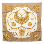 Hermes Carre 90 les Cavaliers D'or Yellow Gold Knight Scarf Large Beige Multi