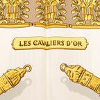 Hermes Carre 90 les Cavaliers D'or Yellow Gold Knight Scarf Large Beige Multi — view 3