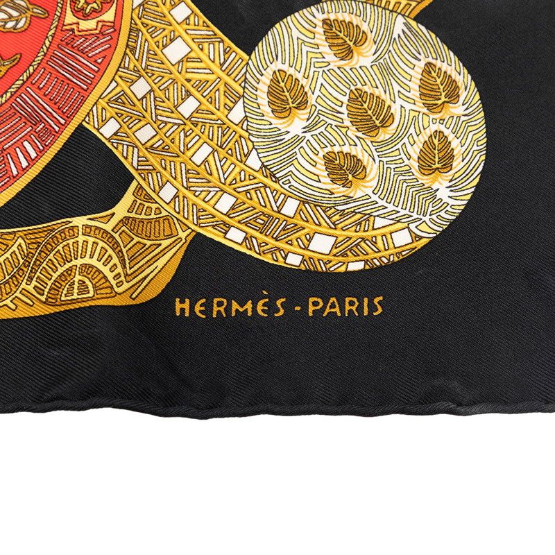 Hermes Carre 45 Art Des Steppes Scarf Black Multi Color Silk — view 7