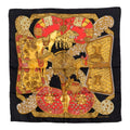 Hermes Carre 45 Art Des Steppes Scarf Black Multi Color Silk