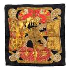 Hermes Carre 45 Art Des Steppes Scarf Black Multi Color Silk