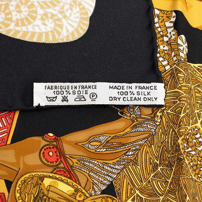 Hermes Carre 45 Art Des Steppes Scarf Black Multi Color Silk — view 8