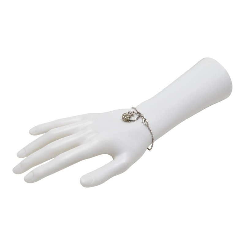 Chanel CC Logo Bracelet Silver Rhinestone Metal — view 7