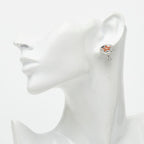 Dior Star Motif Logo Earrings Silver Orange Metal — view 4
