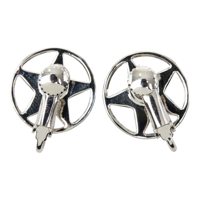 Dior Star Motif Logo Earrings Silver Orange Metal — view 3