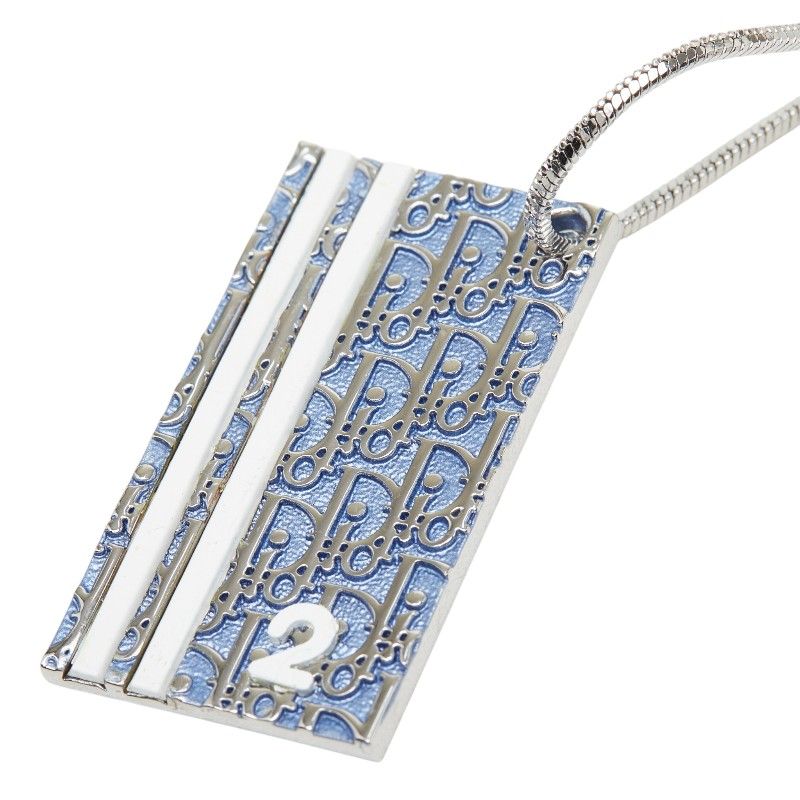 Dior Trotter Number 2 Vintage Necklace Silver Blue White Metal