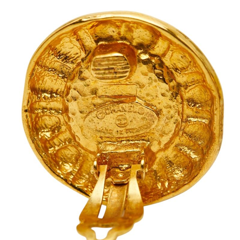 Chanel Round Earrings Gold Brown Plated Tiger — view 4