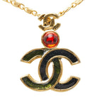 Chanel CC Logo Gripoix Depot Necklace Gold Black Plated — view 2