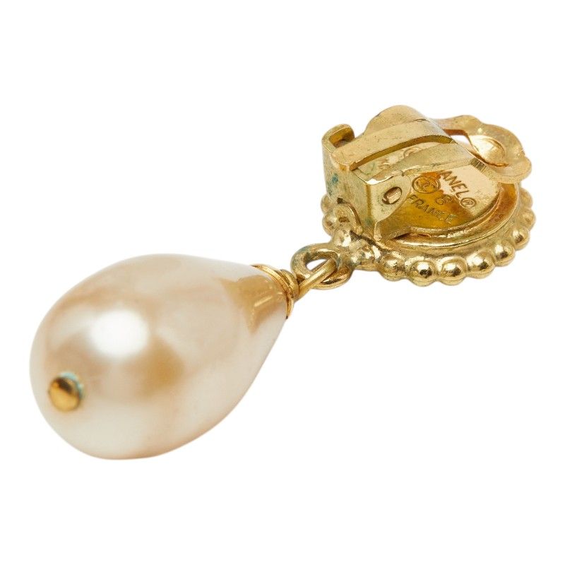 Chanel Clover Earrings Gold Plated Faux Pearl — view 3