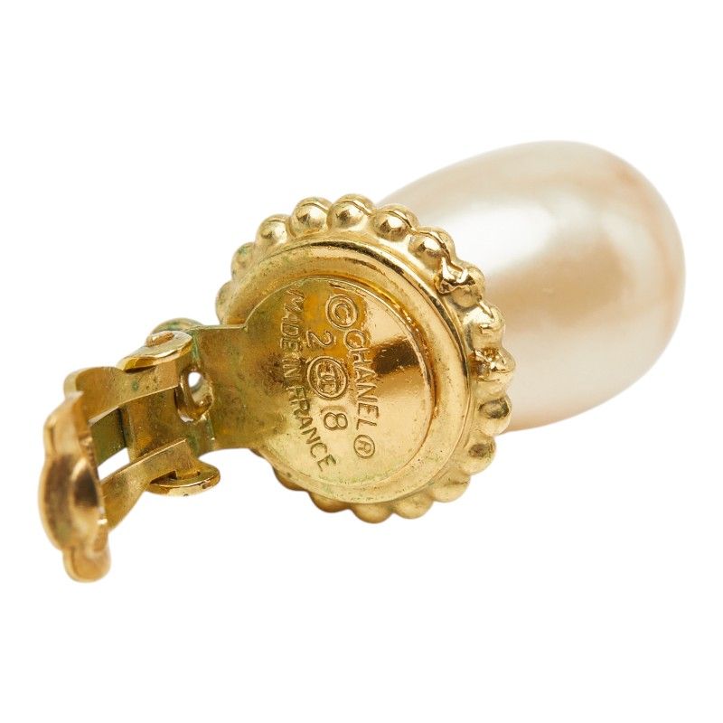 Chanel Clover Earrings Gold Plated Faux Pearl — view 5