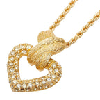 Dior Heart Motif Pendant Gold Plated Rhinestone
