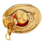 Chanel CC Logo Gripoix Rhinestone Earrings Gold Red Plated Glass — view 4