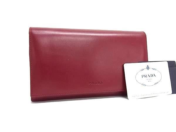 Prada Wallet Red Leather Bifold