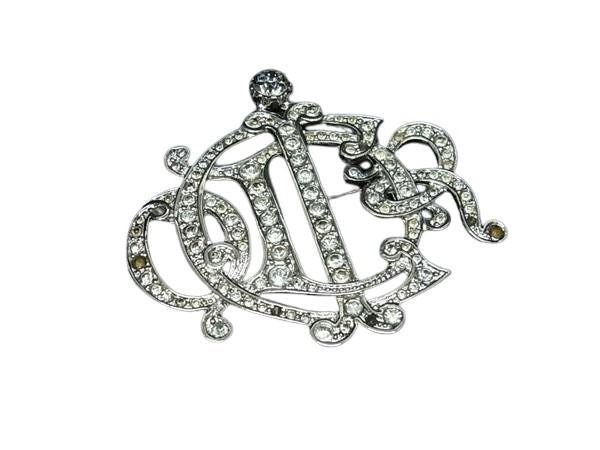 Dior Brooch Silver Metal Rhinestone