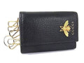 Gucci Key Case Animalier Black Leather Bee Gold Key Holder
