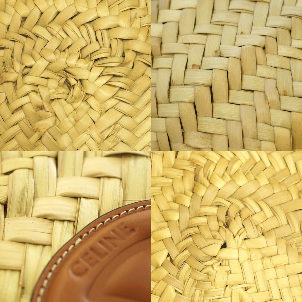 Celine Trio Basket Beige Brown Raffia Leather Tote — view 7