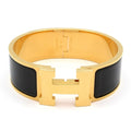 Hermes Bangle Clic Clac Gold Black Bracelet