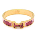 Hermes Bangle Click Pink Gold Multi Leopard Floral Pattern Bracelet