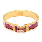 Hermes Bangle Click Pink Gold Multi Leopard Floral Pattern Bracelet