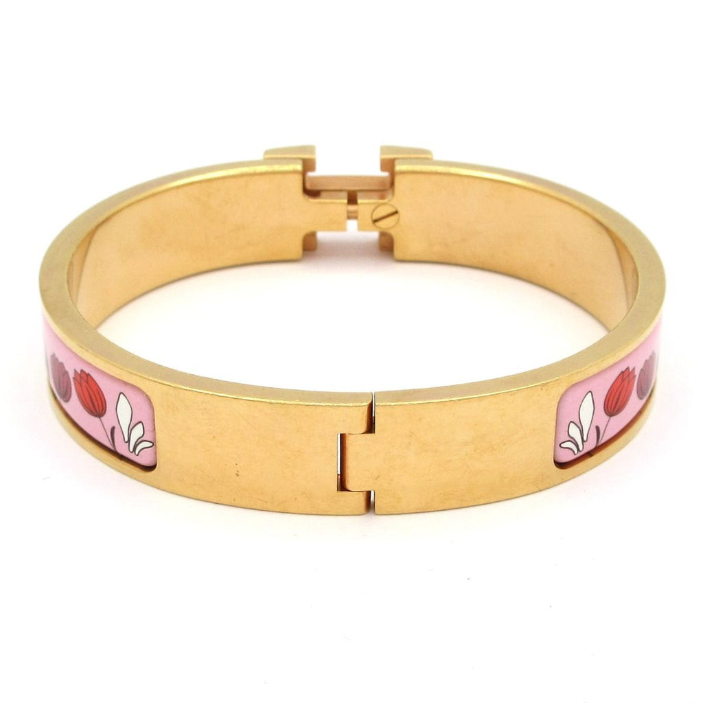 Hermes Bangle Click Pink Gold Multi Leopard Floral Pattern Bracelet — view 3