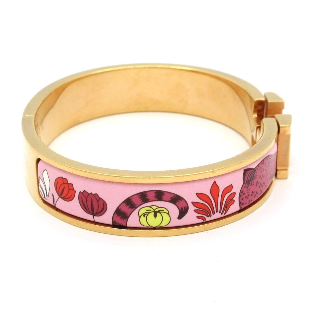 Hermes Bangle Click Pink Gold Multi Leopard Floral Pattern Bracelet — view 2