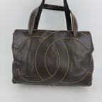 Chanel CC Logo Jumbo CC Tote Shoulder Bag Brown Leather Vintage — view 4