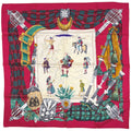 Hermes Carre 90 Scotland Scarf Silk Red Multi