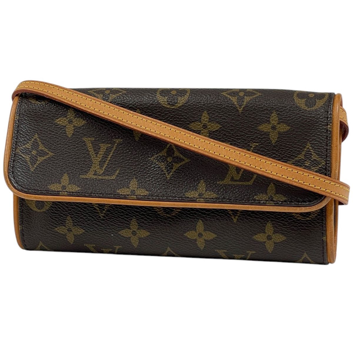 Louis Vuitton Pochette Twin PM Clutch 2-Way Shoulder Bag Monogram Brown