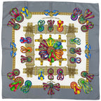 Hermes Carre 90 les Rubans du Cheval Horse Ribbon Scarf Silk White Multi