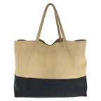 Celine Horizontal Cabas Bicolor Beige Black Gold Leather Tote Shoulder — view 2