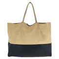 Celine Horizontal Cabas Bicolor Beige Black Gold Leather Tote Shoulder