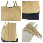 Celine Horizontal Cabas Bicolor Beige Black Gold Leather Tote Shoulder — view 6