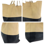 Celine Horizontal Cabas Bicolor Beige Black Gold Leather Tote Shoulder — view 5