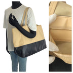 Celine Horizontal Cabas Bicolor Beige Black Gold Leather Tote Shoulder — view 7