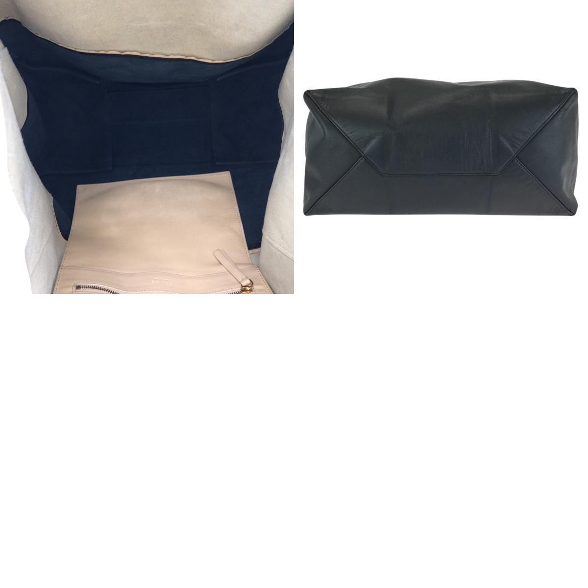 Celine Horizontal Cabas Bicolor Beige Black Gold Leather Tote Shoulder — view 9