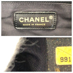 Chanel Vintage New Travel Line MM CC Logo Black Gold Nylon Leather Tote — view 4