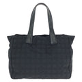 Chanel Vintage New Travel Line MM CC Logo Black Gold Nylon Leather Tote