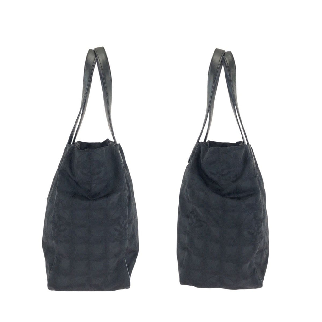 Chanel Vintage New Travel Line MM CC Logo Black Gold Nylon Leather Tote — view 8
