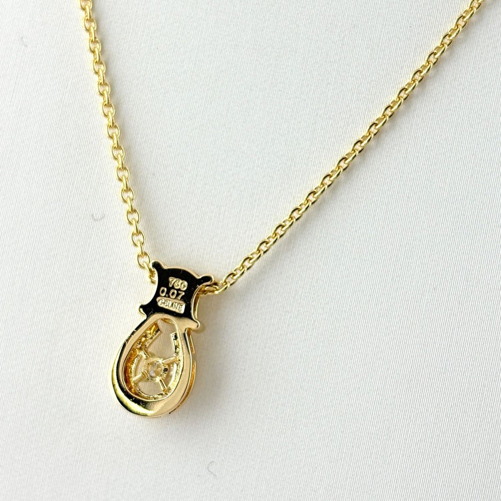Celine Pave Diamond Necklace YG Yellow Gold Pendant — view 3