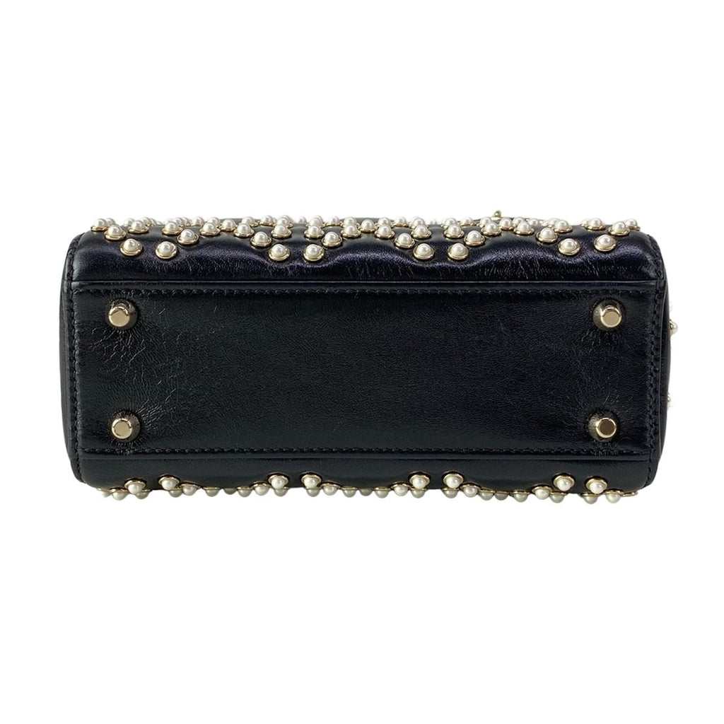 Dior Lady Mini Bag Black Ivory Leather — view 5