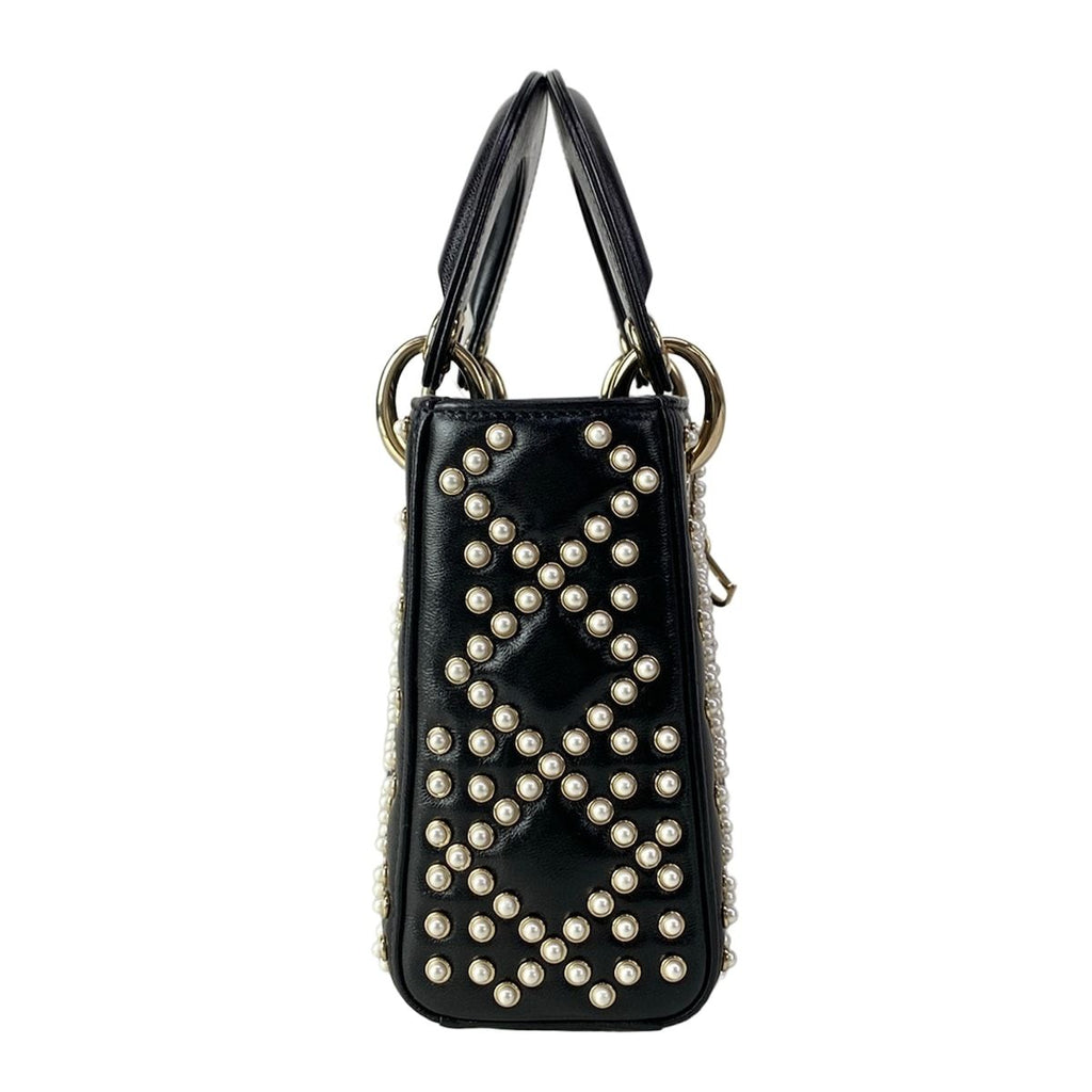 Dior Lady Mini Bag Black Ivory Leather — view 2