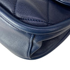 Chanel Shoulder Bag Quilted Half Moon Navy Chain Matte Togo Metal — view 7