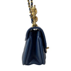 Chanel Shoulder Bag Quilted Half Moon Navy Chain Matte Togo Metal — view 2