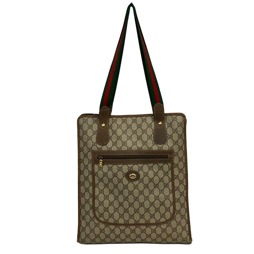 Gucci Shoulder Bag Vintage GG Plus Supreme Beige Light Brown Multi Leather
