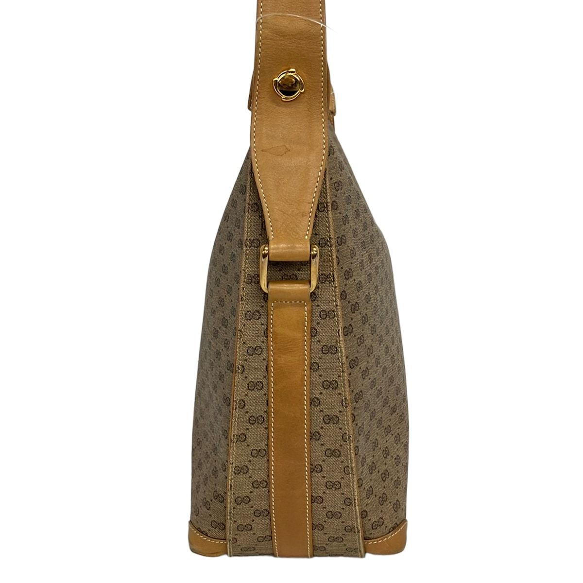 Gucci Shoulder Bag Vintage Micro GG Beige Light Brown Dark Leather — view 2
