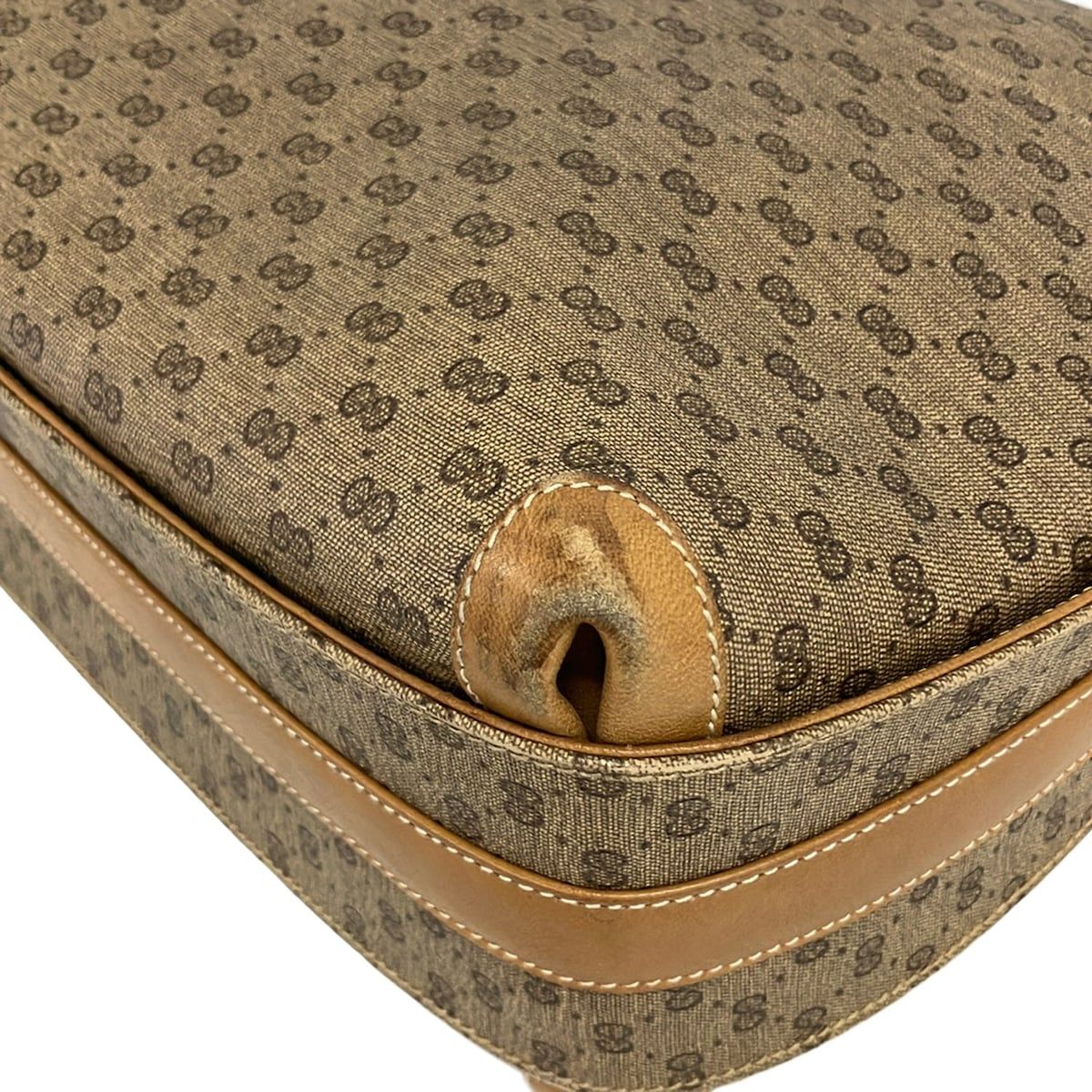 Gucci Shoulder Bag Vintage Micro GG Beige Light Brown Dark Leather — view 6