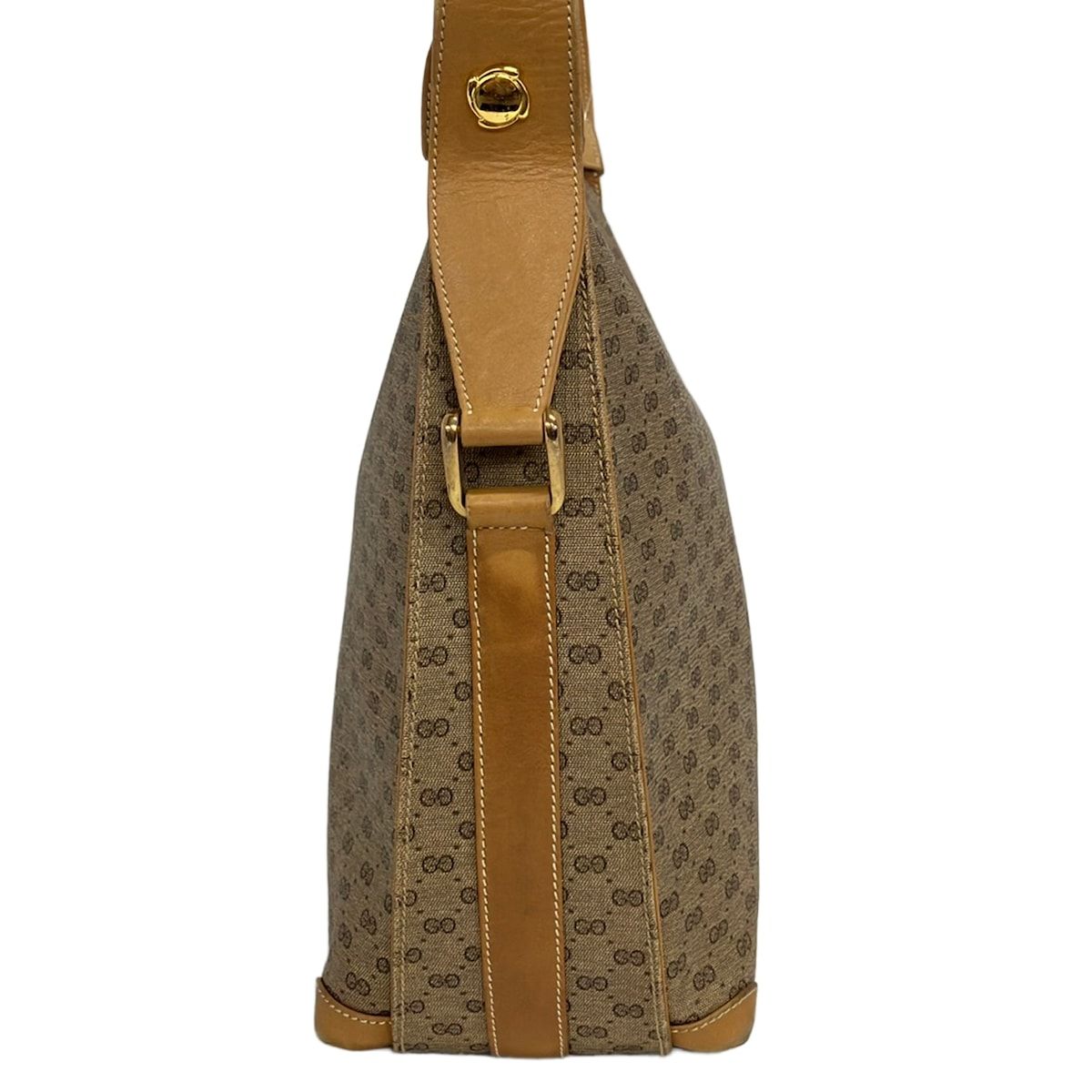 Gucci Shoulder Bag Vintage Micro GG Beige Light Brown Dark Leather — view 4