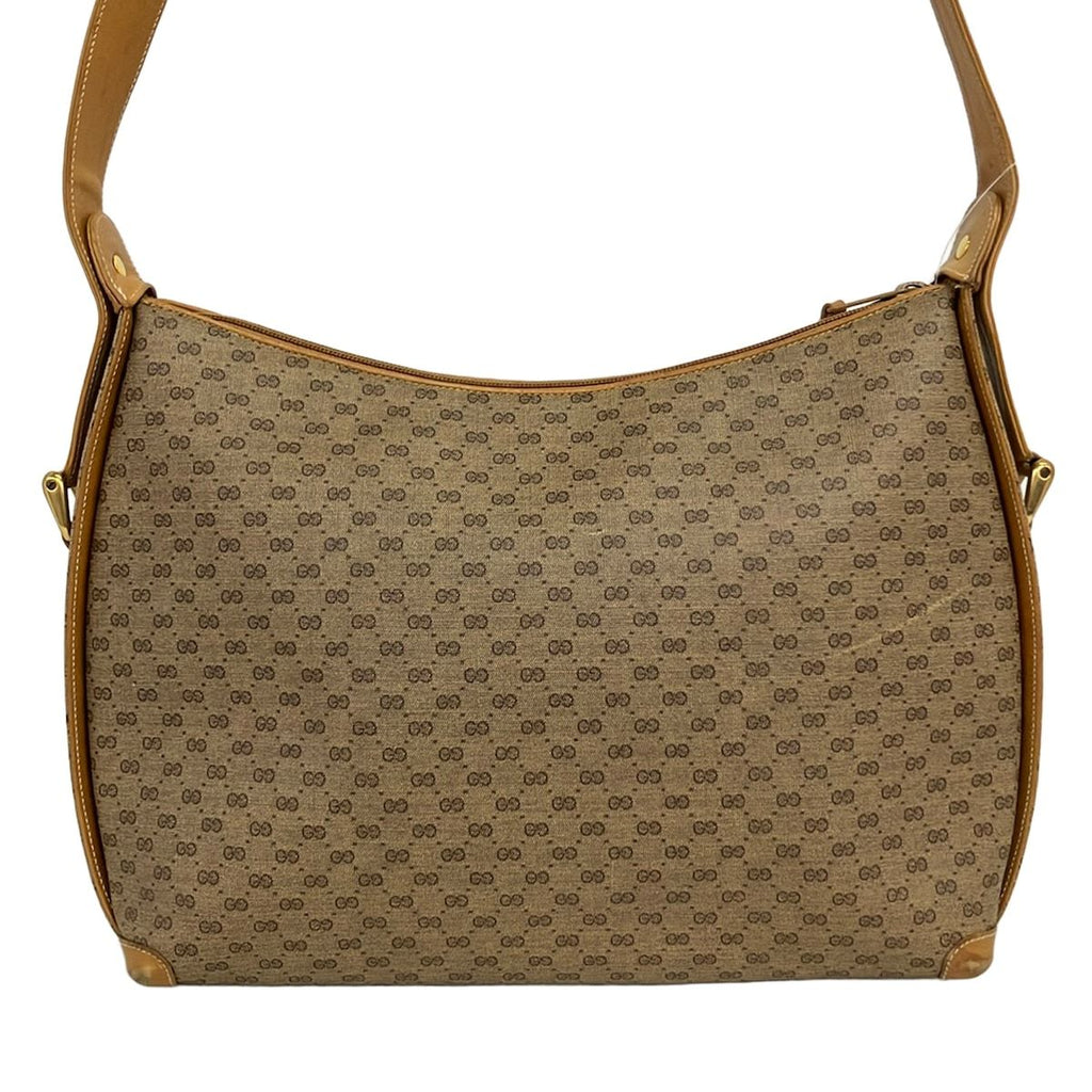 Gucci Shoulder Bag Vintage Micro GG Beige Light Brown Dark Leather — view 3