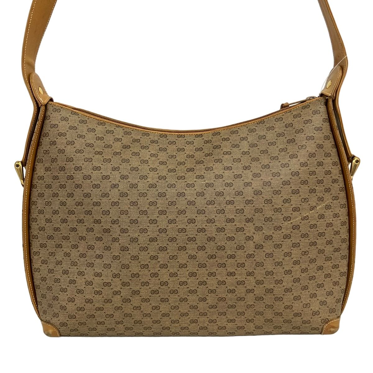 Gucci Shoulder Bag Vintage Micro GG Beige Light Brown Dark Leather — view 3